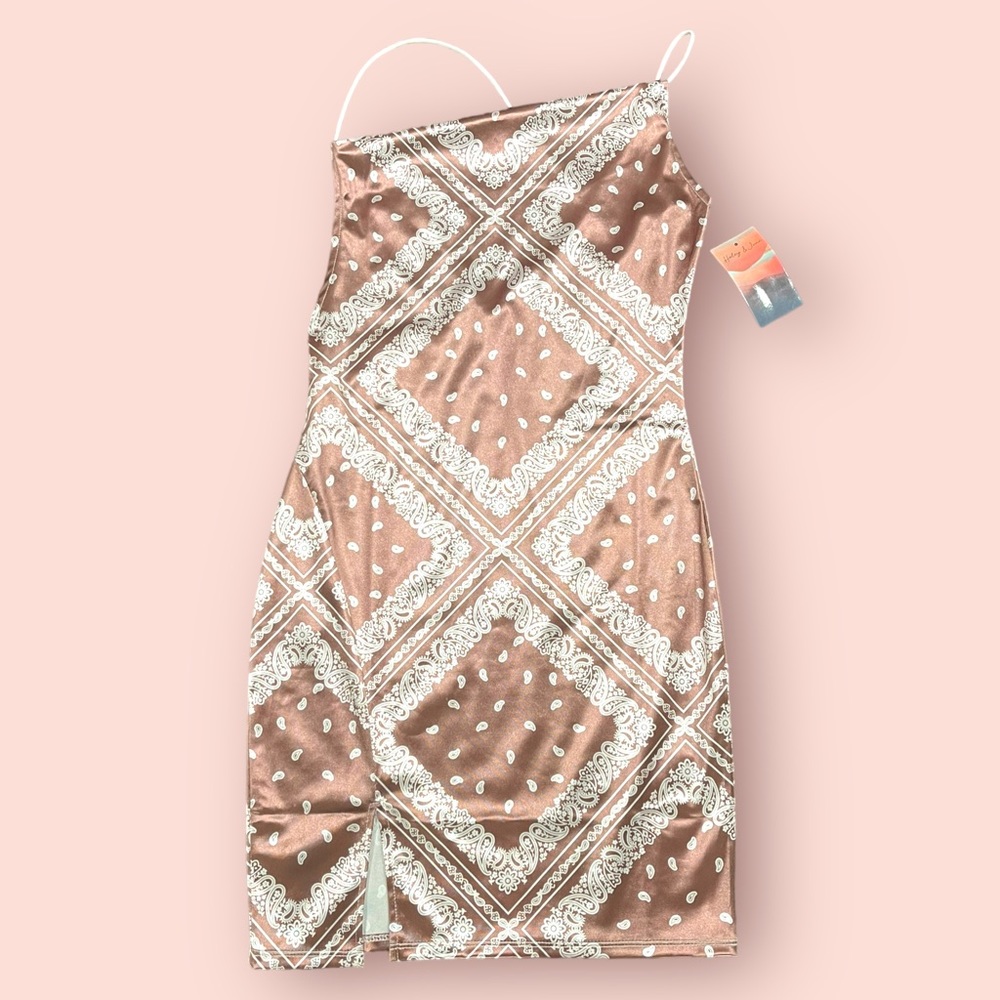 NWT Haley & June Silk Bandana Print Slip Dress - Picture 1 of 8